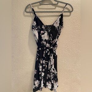 See You Monday Black and White Floral cocktail Dress